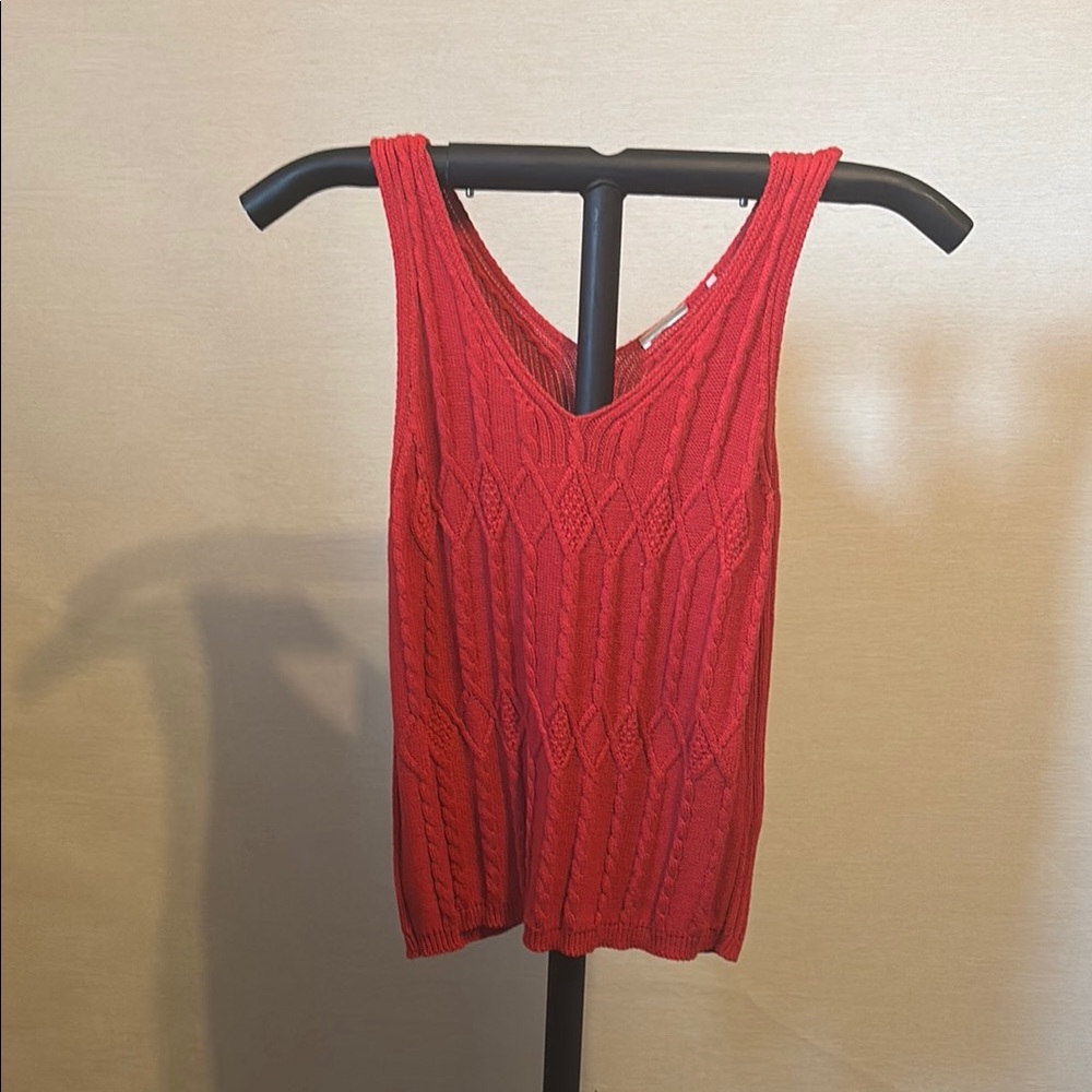 Red Knit Sleeveless Top